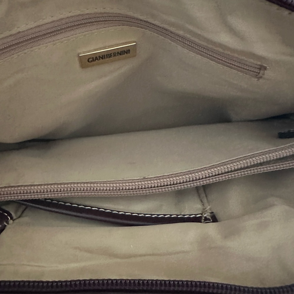 GIANI BERNINI Turnlock Glazed Dome Crossbody Leather Satchel, Wine - Picture 14 of 14